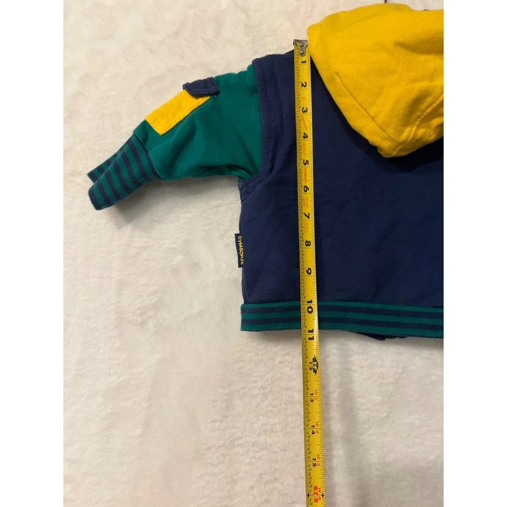 Vintage Gymboree‎ Colorblock Hoodie Jacket Navy Red Green Yellow Newborn Cotton